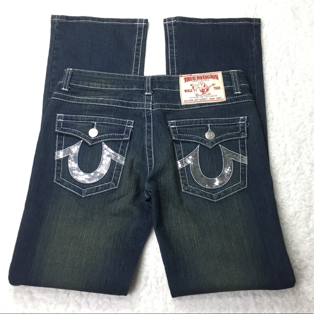 True Religion Green Wash Joey Super T Jeans Sz 31